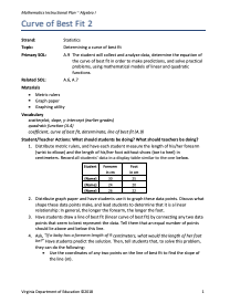 Linear Curve of Best Fit Lesson Plan