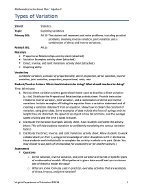 Types of Variations Lesson Plan