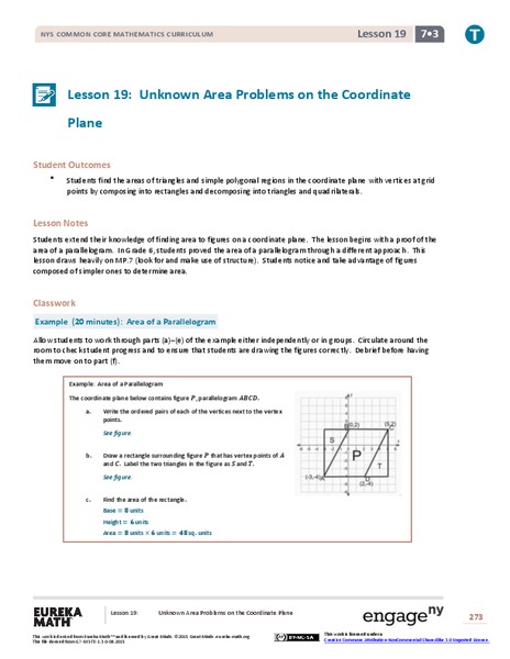 Unknown Area Problems on the Coordinate Plane Lesson Plan