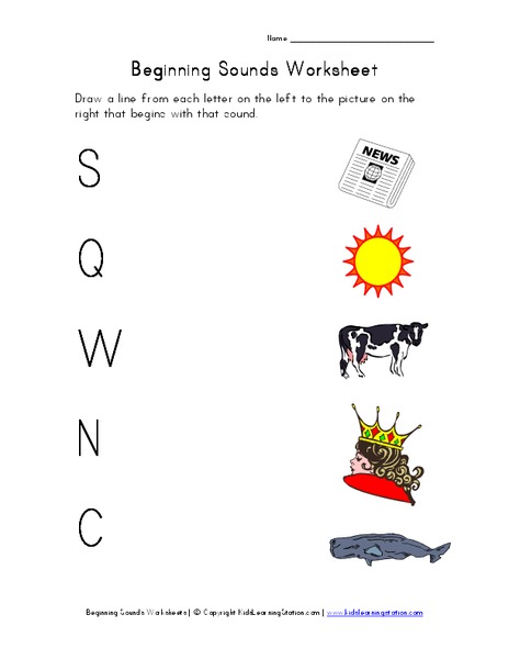 Beginning Sounds Worksheet