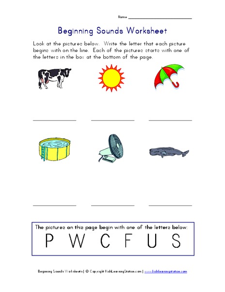 Beginning Sounds Worksheet
