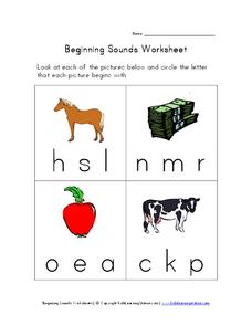 Beginning Sounds Worksheet Worksheet