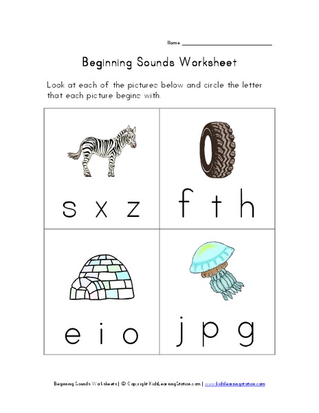 Beginning Sounds Worksheet Worksheet