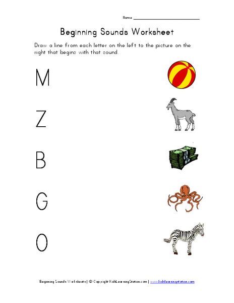 Beginning Sounds Worksheet Worksheet