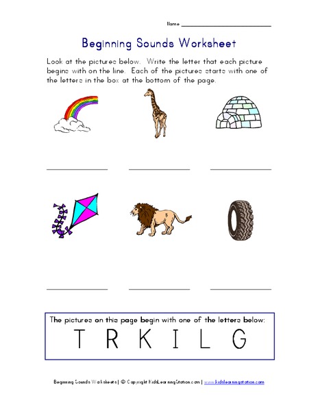 Beginning Sounds Worksheet Worksheet