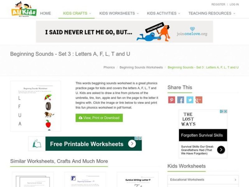 Beginning Sounds Worksheet Worksheet