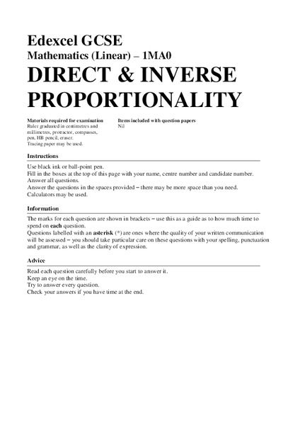 Direct and Inverse Proportionality Assessment