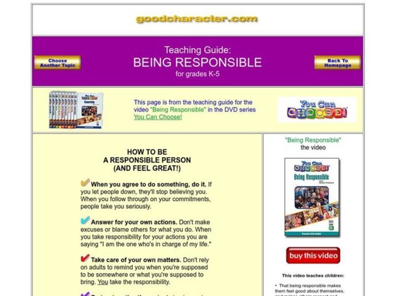 Being Responsible Worksheet