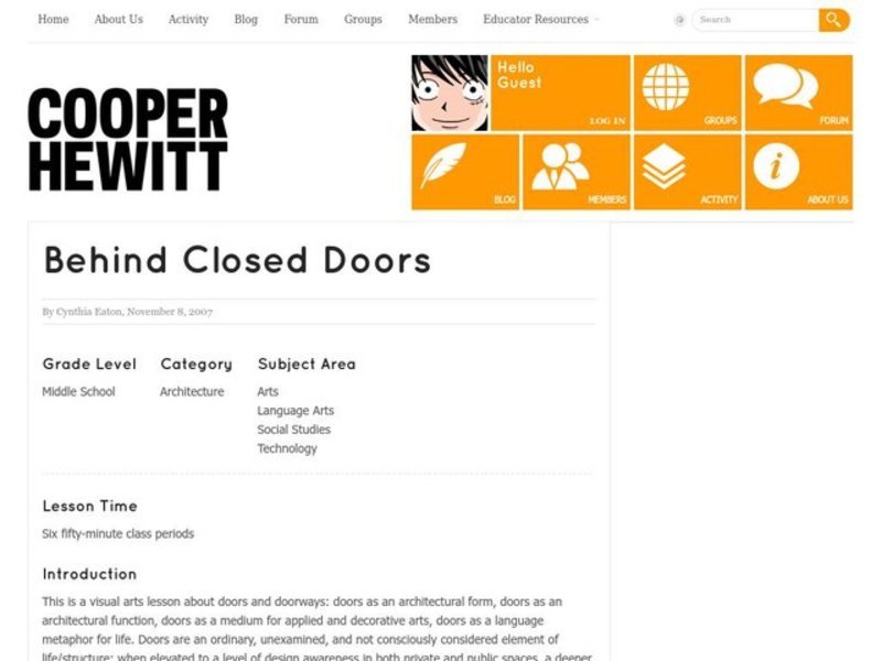 Behind Closed Doors Lesson Plan