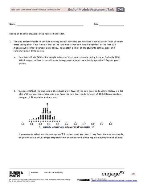 End-of-Module Assessment Task: Grade 7 Mathematics Module 5 Assessment