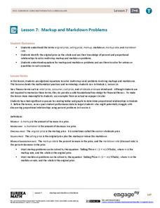 Markup and Markdown Problems Lesson Plan