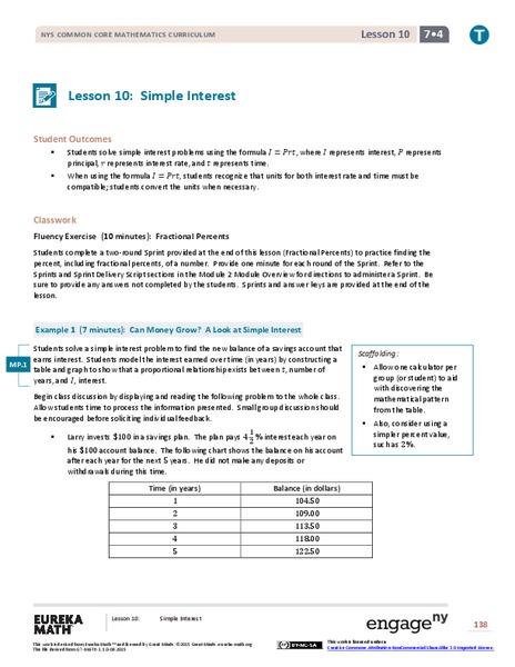 Simple Interest Lesson Plan
