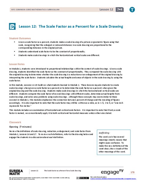 The Scale Factor as a Percent for a Scale Drawing Lesson Plan