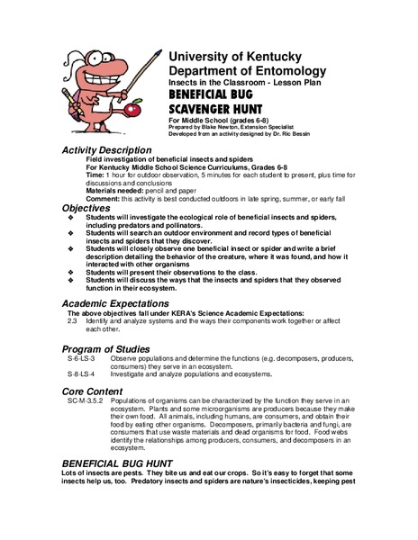 Beneficial Bug Scavenger Hunt Lesson Plan