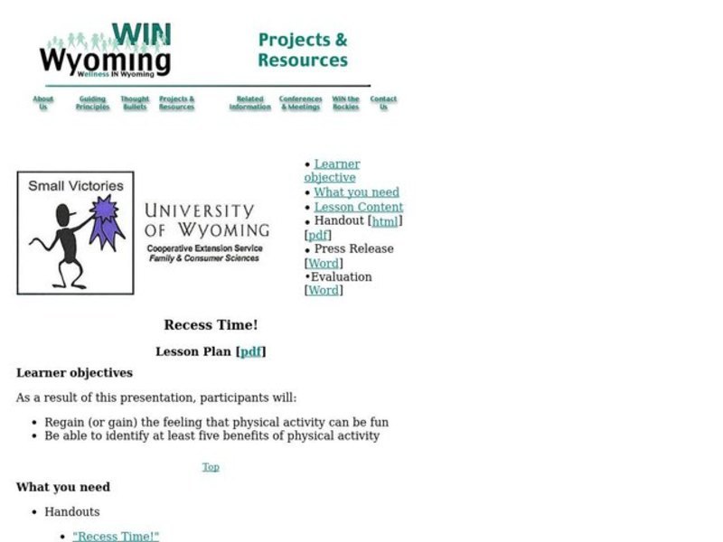 Benefits of Physical Activity Lesson Plan