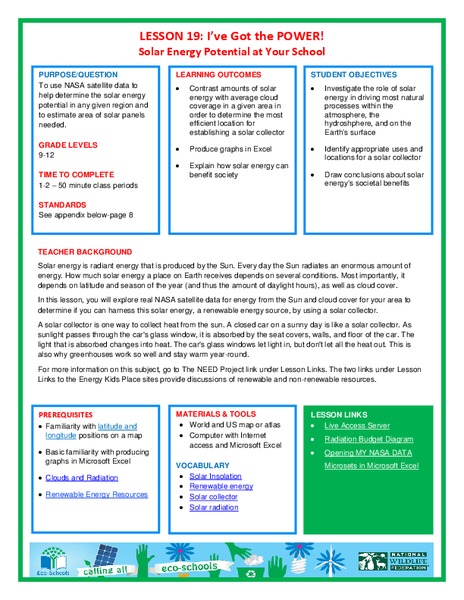 I’ve Got the POWER! Solar Energy Potential at Your School Lesson Plan