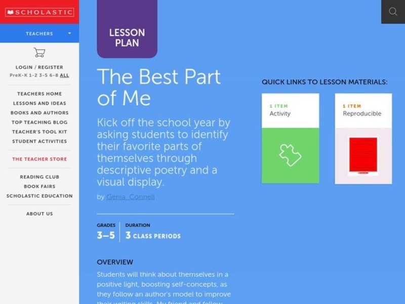 Best Part of Me Lesson Plan