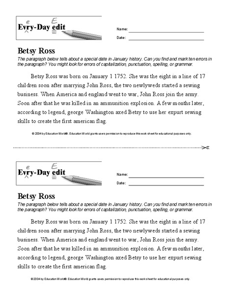 Every-Day Edits: Betsy Ross Activity