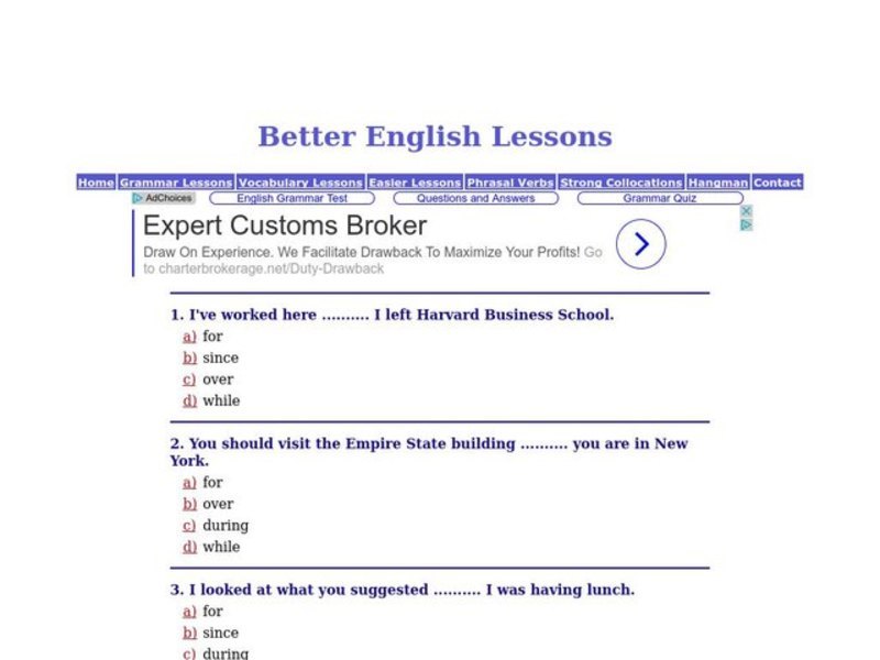 Better English Lessons: Grammar Skills Interactive