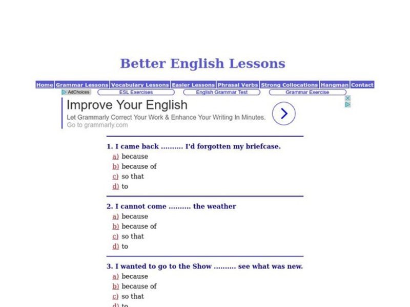 Better English Lessons: Grammar Skills Interactive