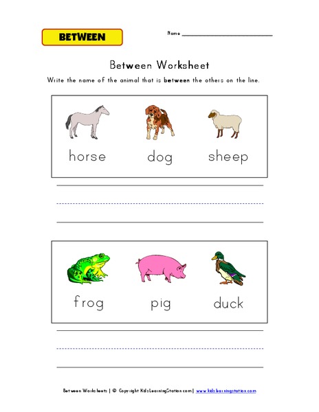 Between Worksheet Worksheet