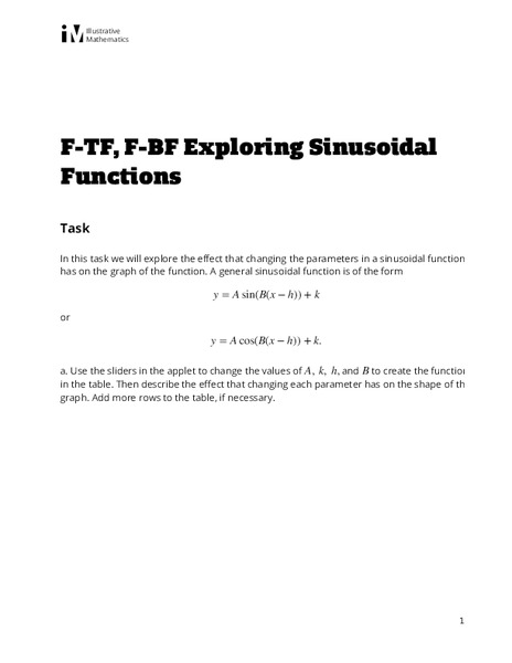 Exploring Sinusoidal Functions Assessment