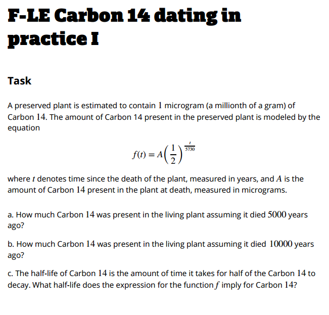 Carbon 14 Dating in Practice I Assessment