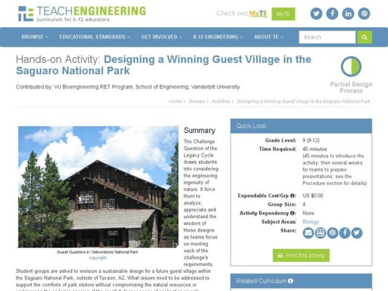 Designing a Winning Guest Village in the Saguaro National Park Activity