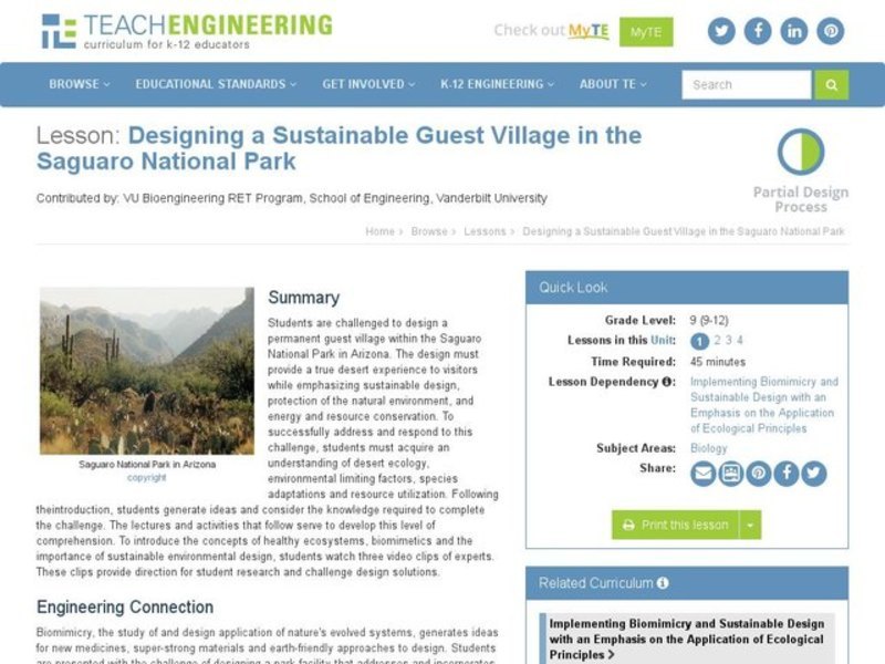 Designing a Sustainable Guest Village in the Saguaro National Park Lesson Plan