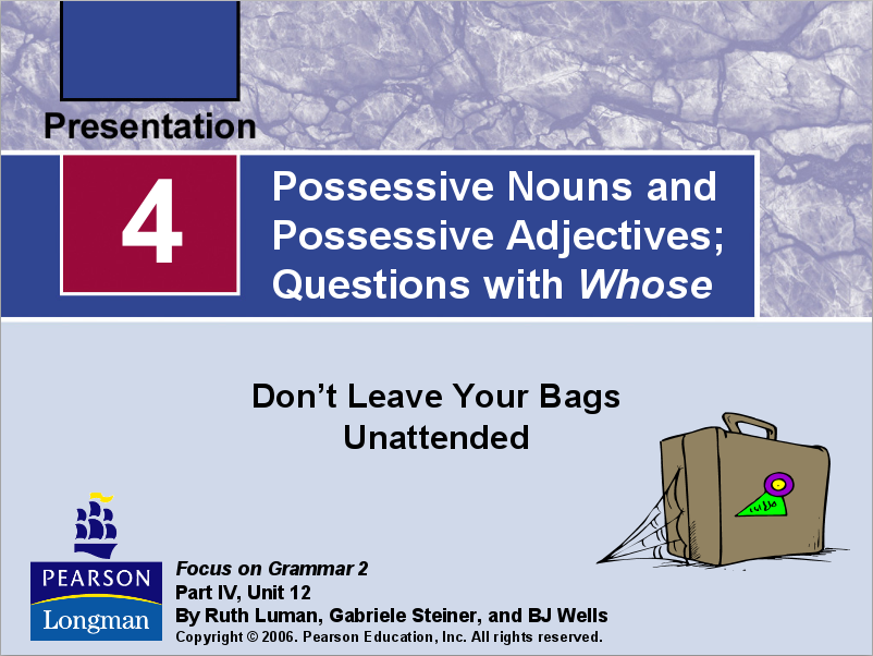 Possessive Nouns and Possessive Adjectives; Questions with Whose PPT