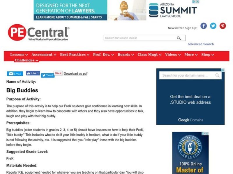 Big Buddies Lesson Plan