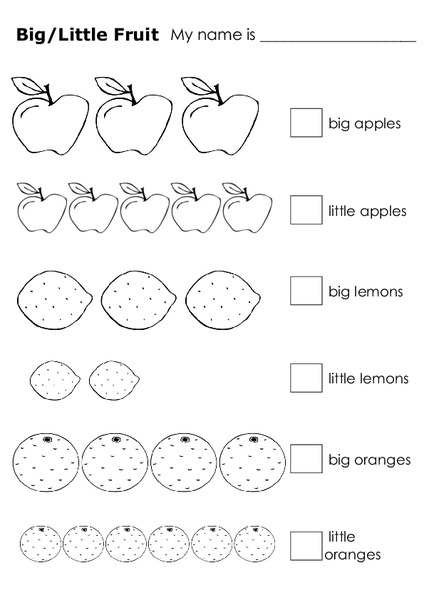 Big/Little Fruit Worksheet