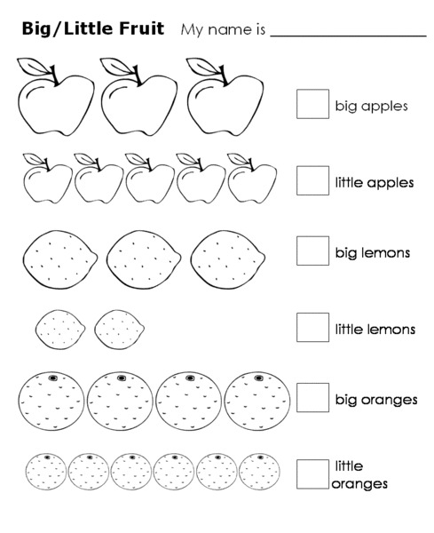 Big/Little Fruit Worksheet