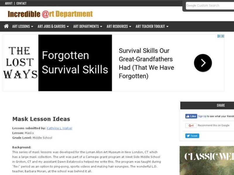 Masks and More Masks Lesson Plan