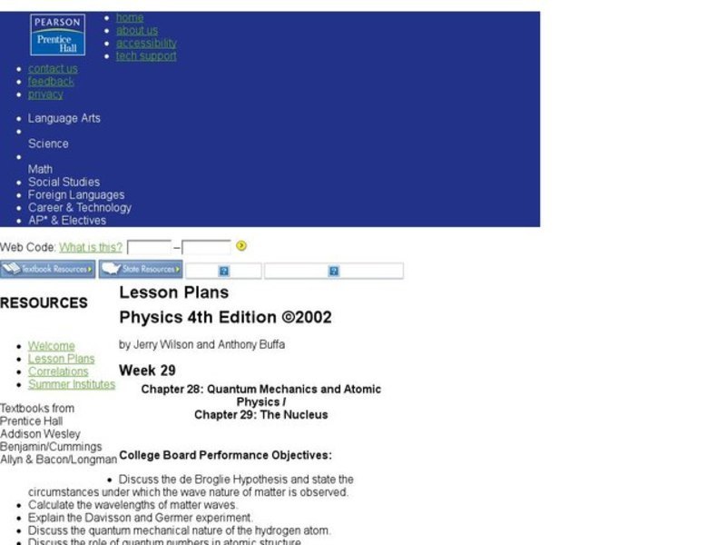 Quantum Mechanics and Atomic Physics Unit Plan