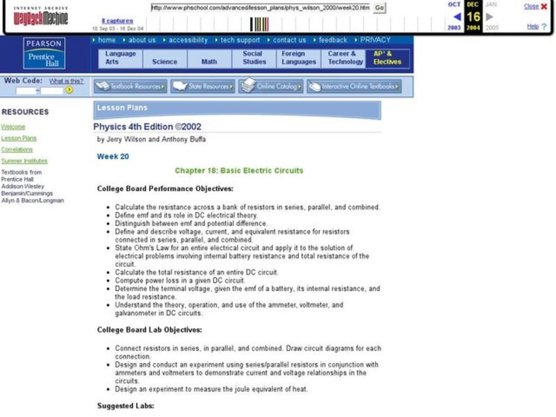 Basic Electric Circuits Unit Plan