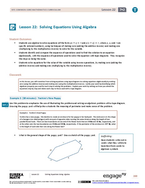 Solving Equations Using Algebra Lesson Plan