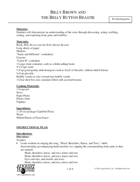 Billy Brown and The Belly Button Beastie Lesson Plan