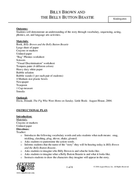 Billy Brown and The Belly Button Beastie Lesson Plan