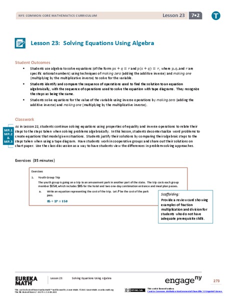 Solving Equations Using Algebra 2 Lesson Plan