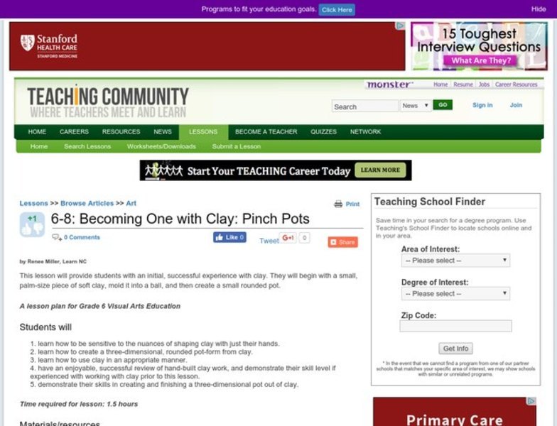 Becoming One With Clay: Pinch Pots Lesson Plan