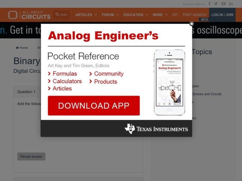 Binary Math Circuits Worksheet