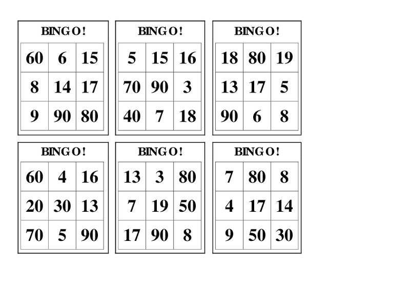 Bingo Worksheet