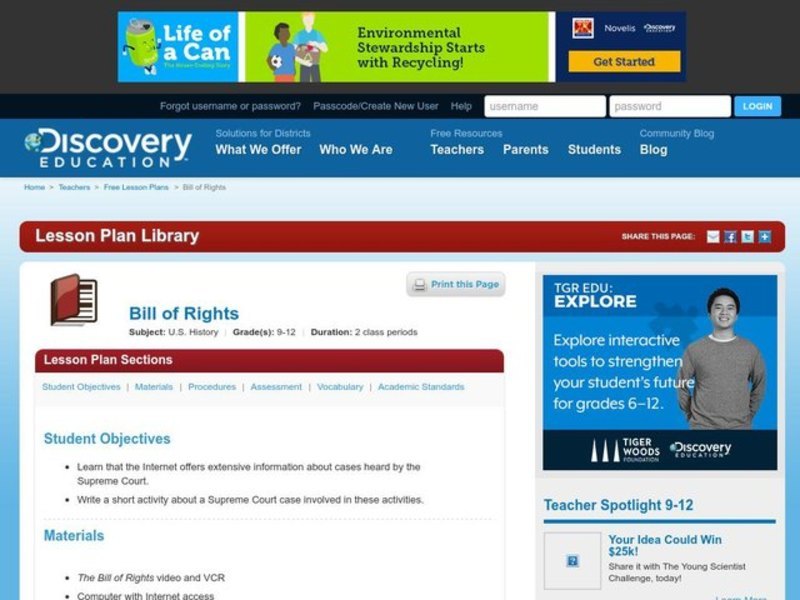 Bill Of Rights Lesson Plan