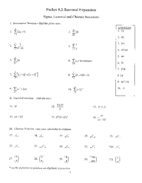 Binomial Expansion Lesson Plan