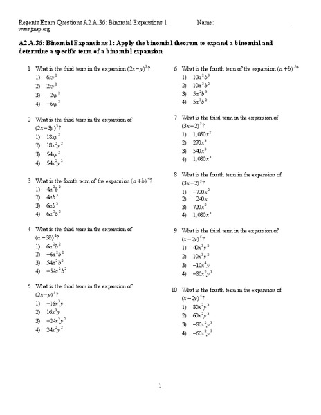 Binomial Expansion Lesson Plan