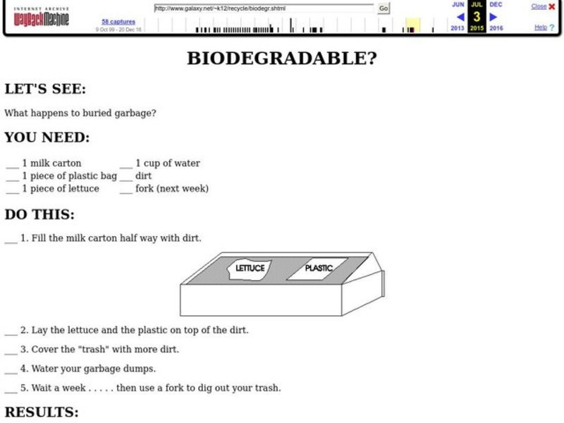 Biodegradable Worksheet