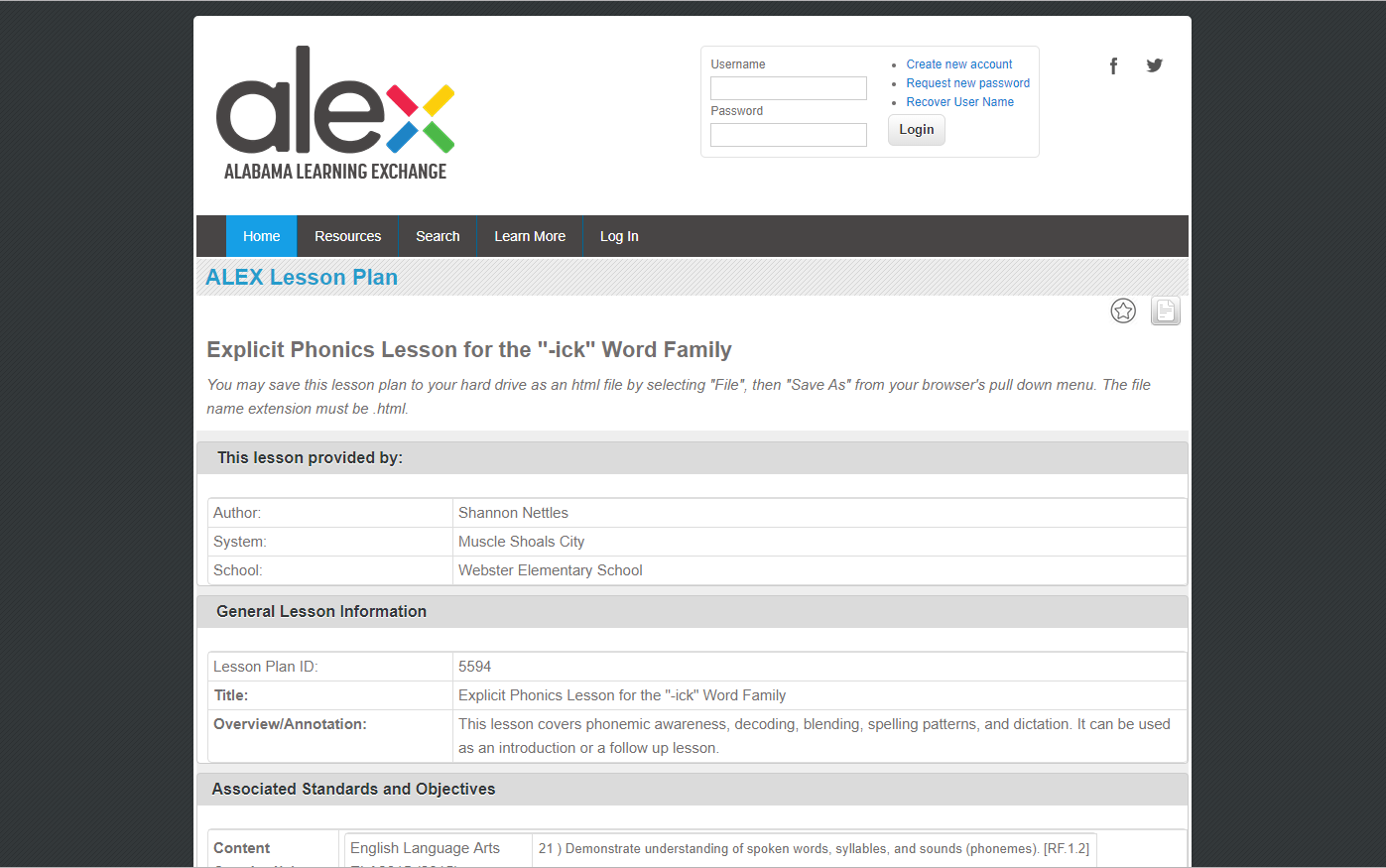 Phonics lesson for -ick family Lesson Plan