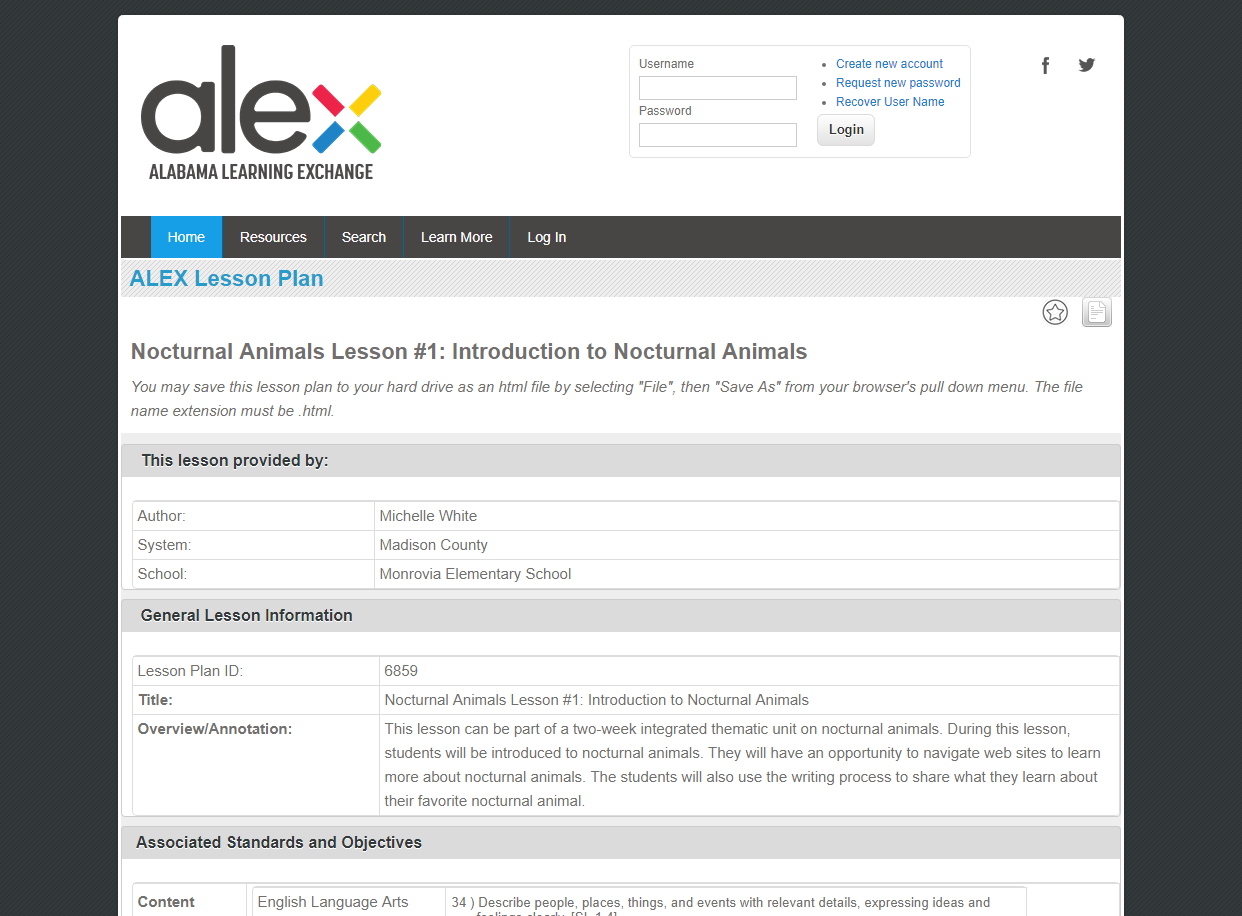 Introduction to Noctural Animals Lesson Plan