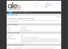 Animals as Pets: Everything You Need to Know Lesson Plan